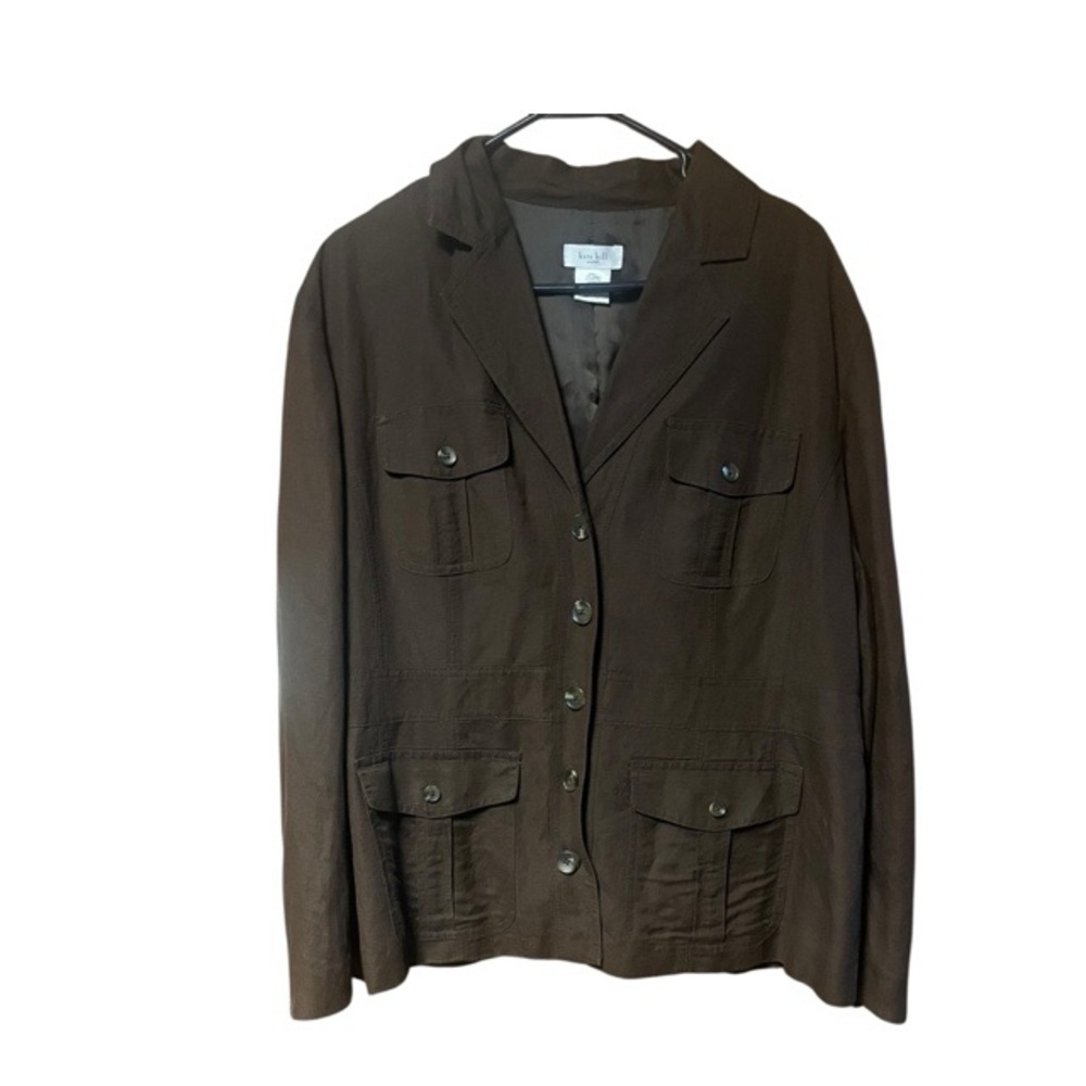 Kate Hill Linen Blend Cargo Utility Jacket